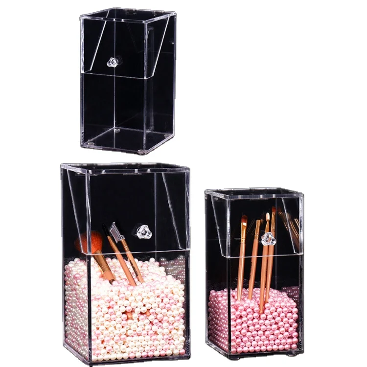 Acrylic makeup brush bucket desktop storage box Cosmetic box transparent cosmetic storage box manufacturers supply