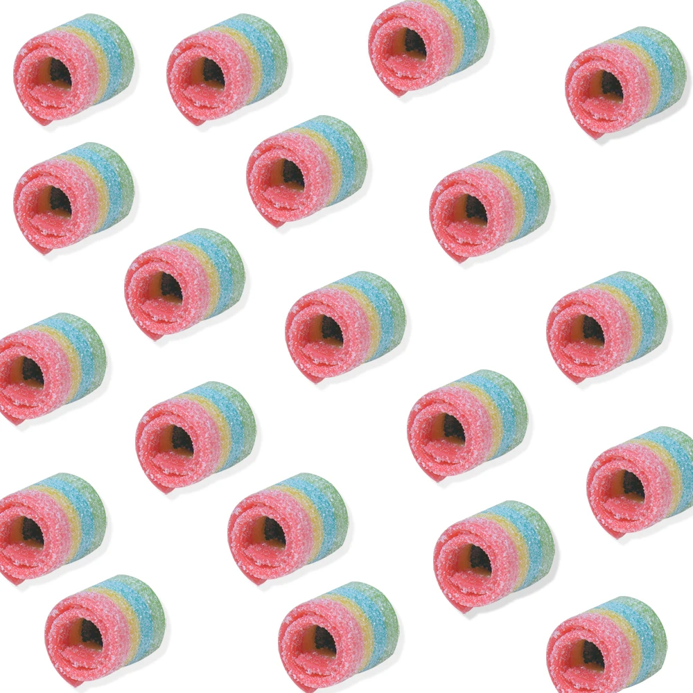 Амос 135 г упаковка оптовая продажа с сахарным покрытием рулон фруктовым ароматом разноцветный мягкий жевательные конфеты Радужный липкий пояс