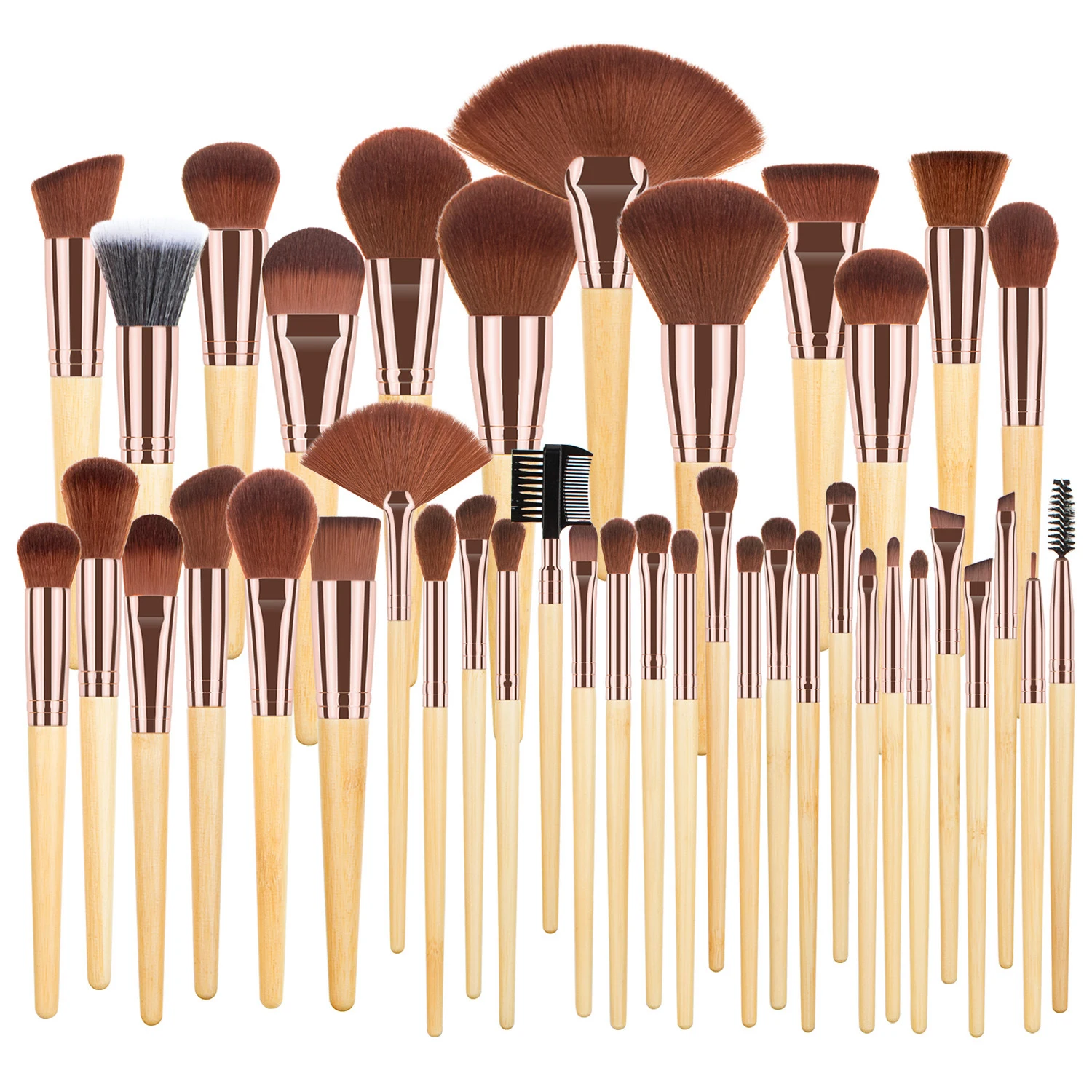 10 15 25 40 piece luxury vegan custom wood handle brushes full kit professional makeup brush set with 12 pcs for make up wooden
