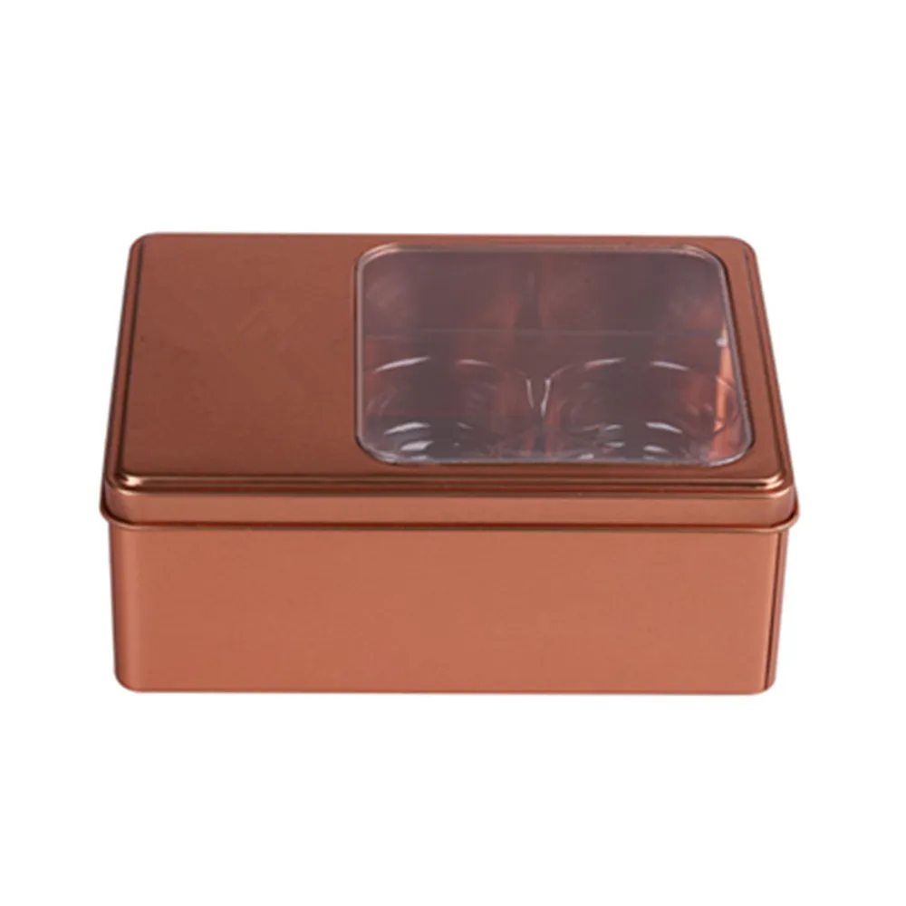 Factory Custom Tinplate Container Metal Rectangle Can Cake Tin Box For Cake With Window Lid