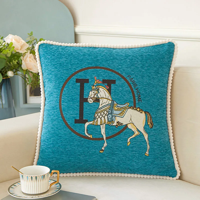 Libosa Chenille jacquard light luxury and simplicity modern pillow cover sofa cushion cover white horse bedside cushion cushion