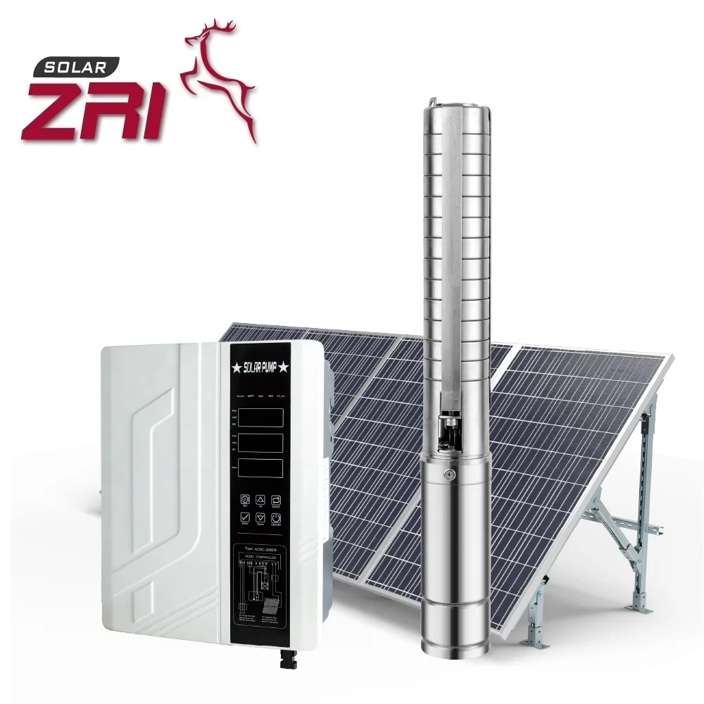 ZRI 304 Stainless Steel 3 Inch 2HP AC/DC Hybrid Solar Powered Water Pump For Family Homes