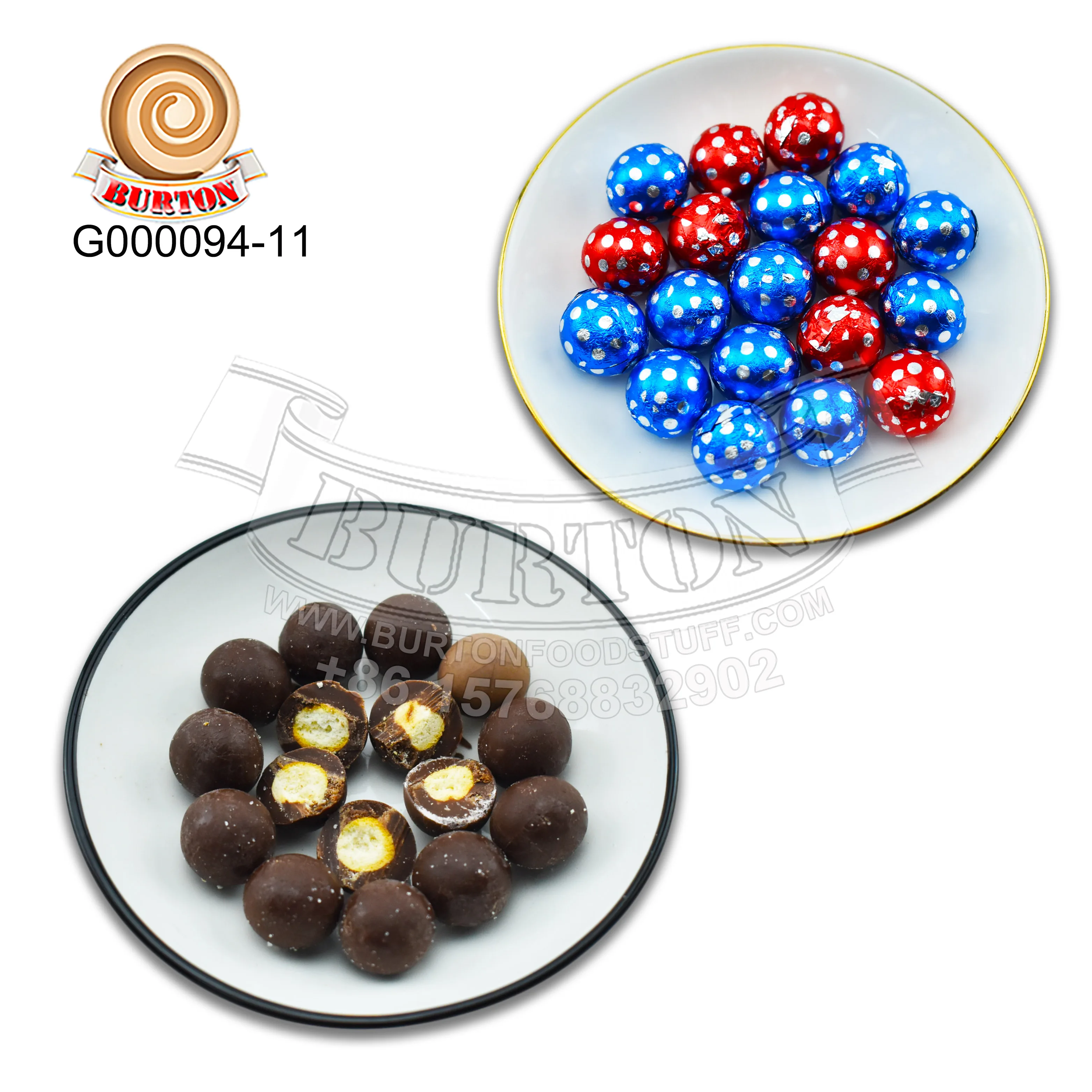 Hot selling halal cute funny delicious colorful Red and blue polka dots chocolate wafer ball