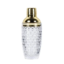 Custom 380ml Cocktail Mixer Stainless Steel Gold Copper 13oz Bar Glass Cocktail Shaker with Leakproof Metallic Steel Lid