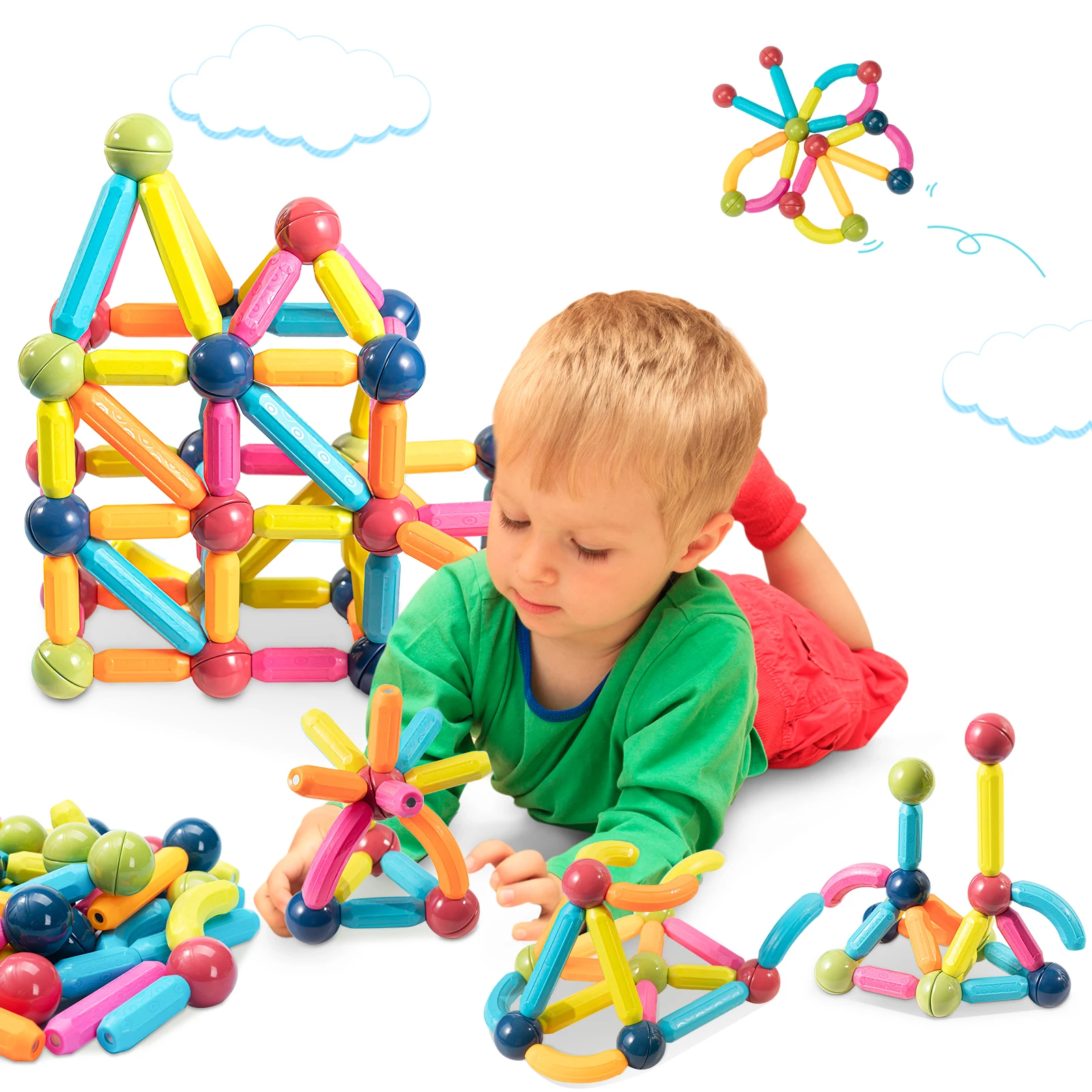 Kids Colorful Magnet Balls Building Block Sets Blocks & Model Building Toys Magnetic Blocks Construction Toy Kids