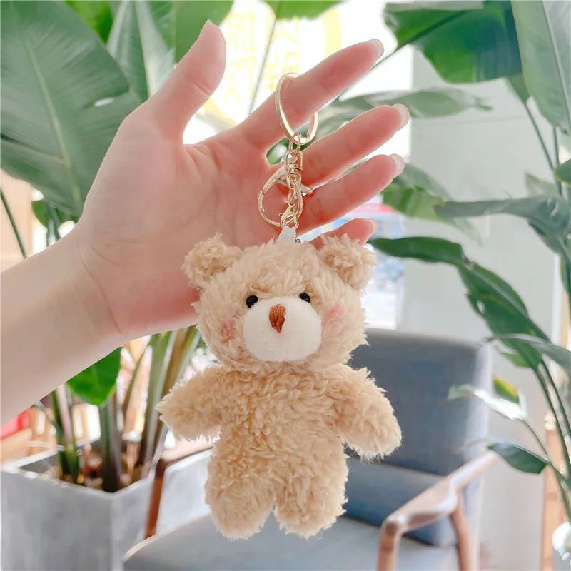 Kawaii 10cm Mini Teddy Bear Pendant Stuffed Cute Baby Bear Plush Doll Bag Accessory Keychain Decoration