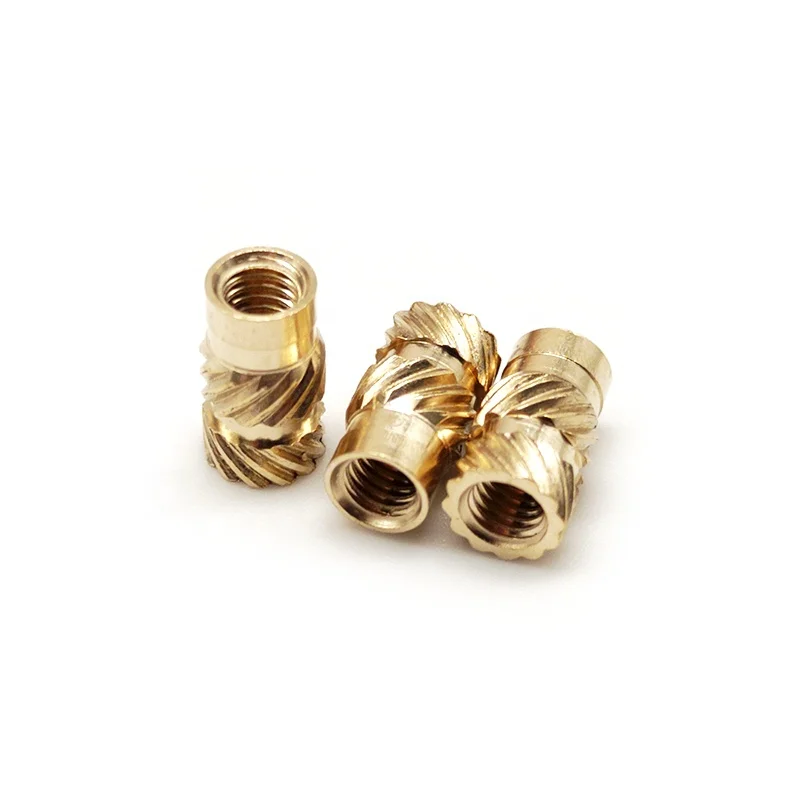 China Large Stock M1.6 M2 M3 M4 M5 M6 Threaded Insert Brass Knurled Hot Melt Insert Nuts for Plastic Injection