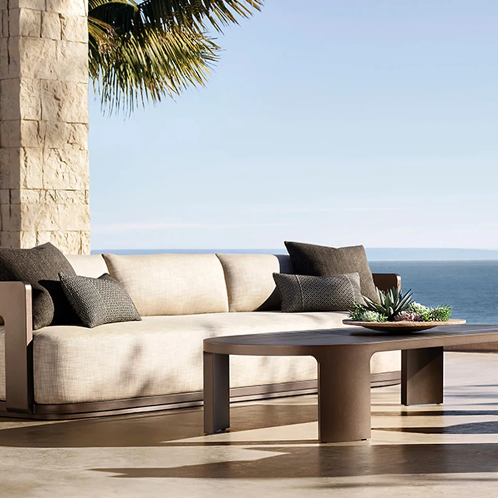 2024 Decoout High End Luxury Design Outdoor Garden Furniture Aluminum Outdoor Leisure Sofa Sets for Patio