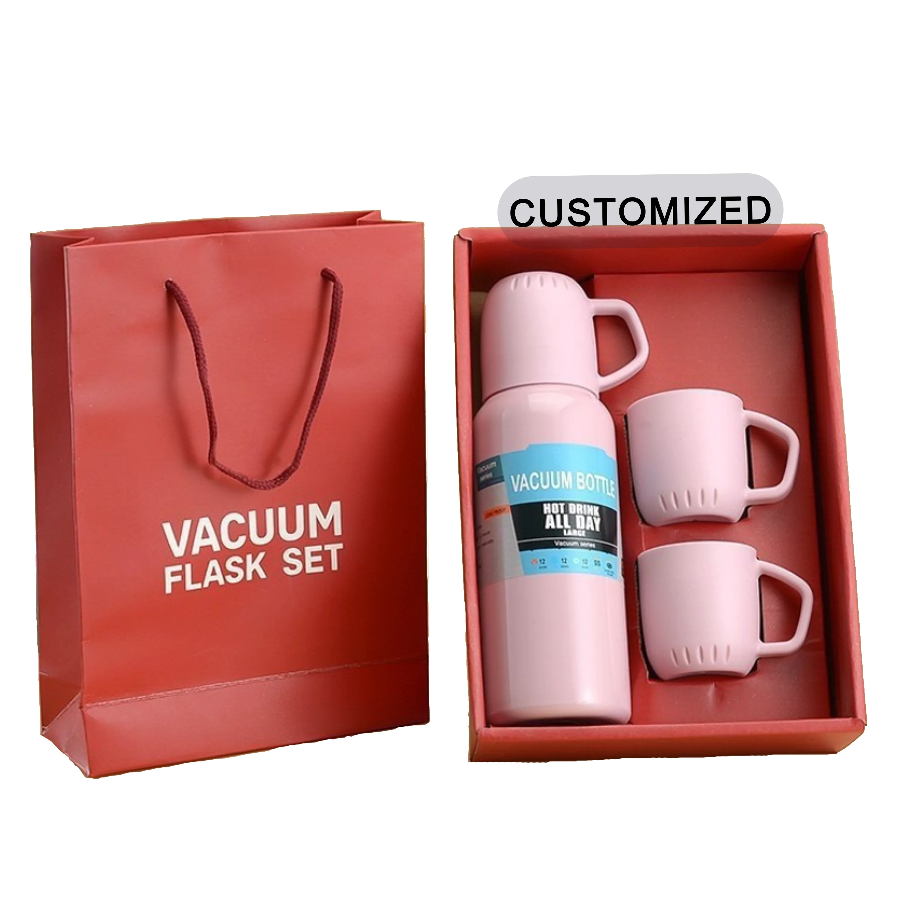 New arrivals 500 ml set Christmas gift Thermos Vacuum Flask Stainless Steel Water Bottle with 2 Cups hot and cold