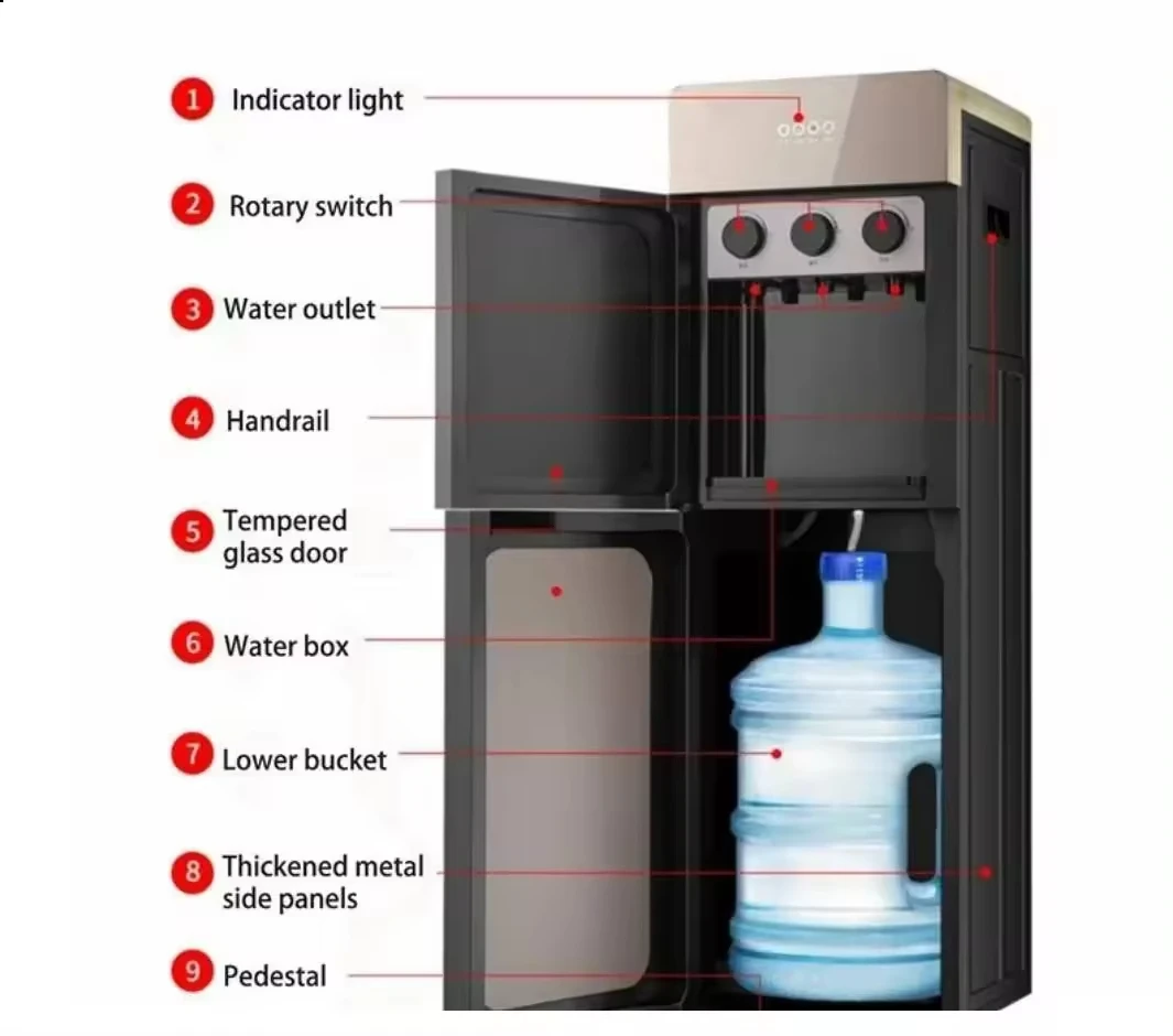 Cold and Hot Water Dispenser Processing Customized Vertical Household Water Dispenser Compression Refrigeration