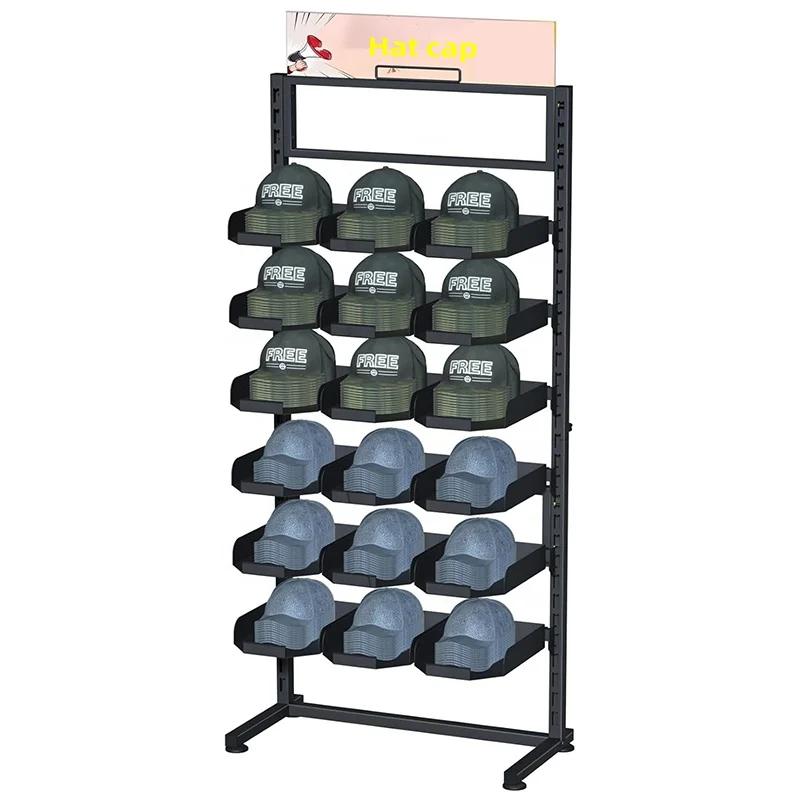 High Quality Store 6 Layer Baseball Trucker Straw Winter Hat Bucket Beanie Melin Hat Cap Helmet Metal Display Rack Stand