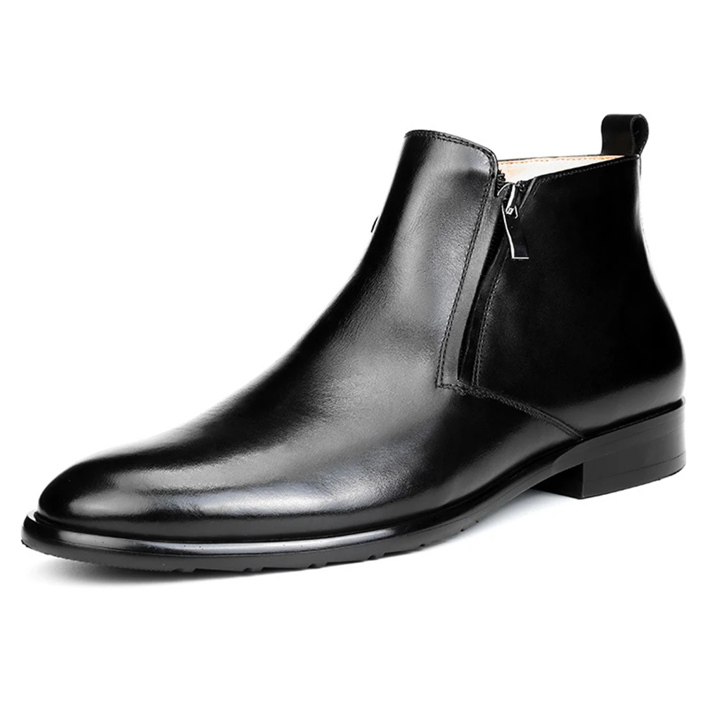 New Fashion Comfortable Handmade Durable Zipper Genuine Leather Boots for Men Party Daily Life