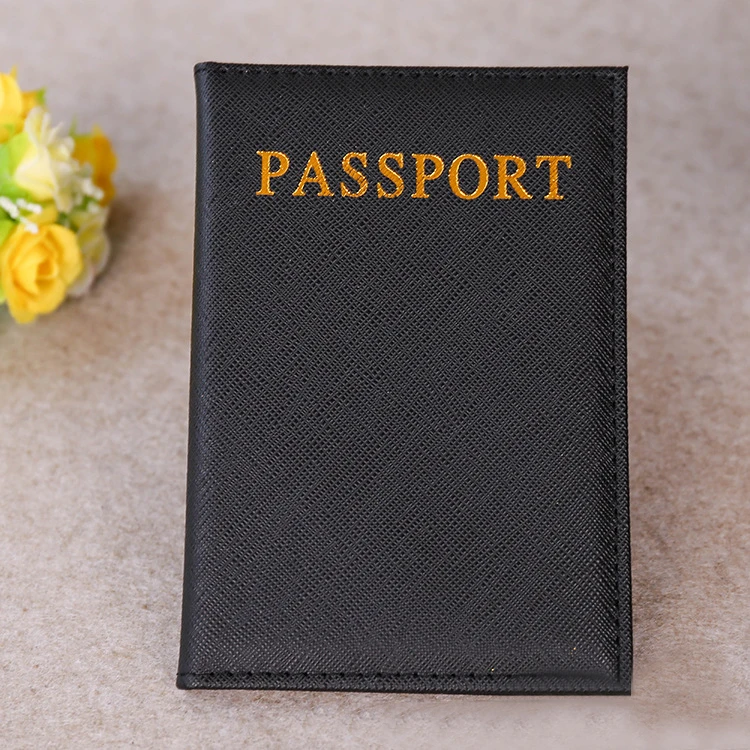 high quality cross grain leather Passport holder custom logo cheap Travel passport case  PU leather passport Sleeve cover