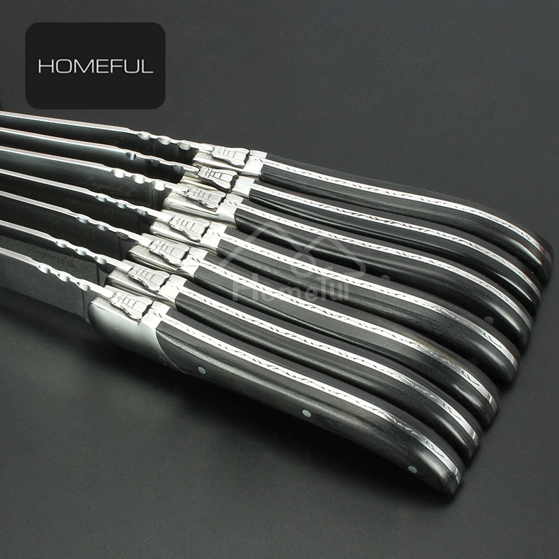 Classic laguiole knife stainless steel steak knife with pakka wood in MDF gift box