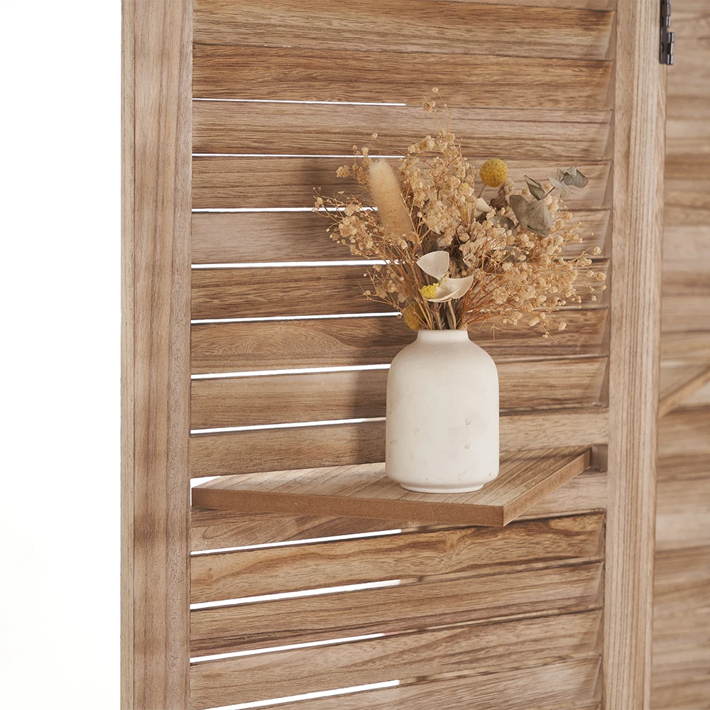 Indoor Decoration 4 Panel Wood Free Standing Folding Room Divider