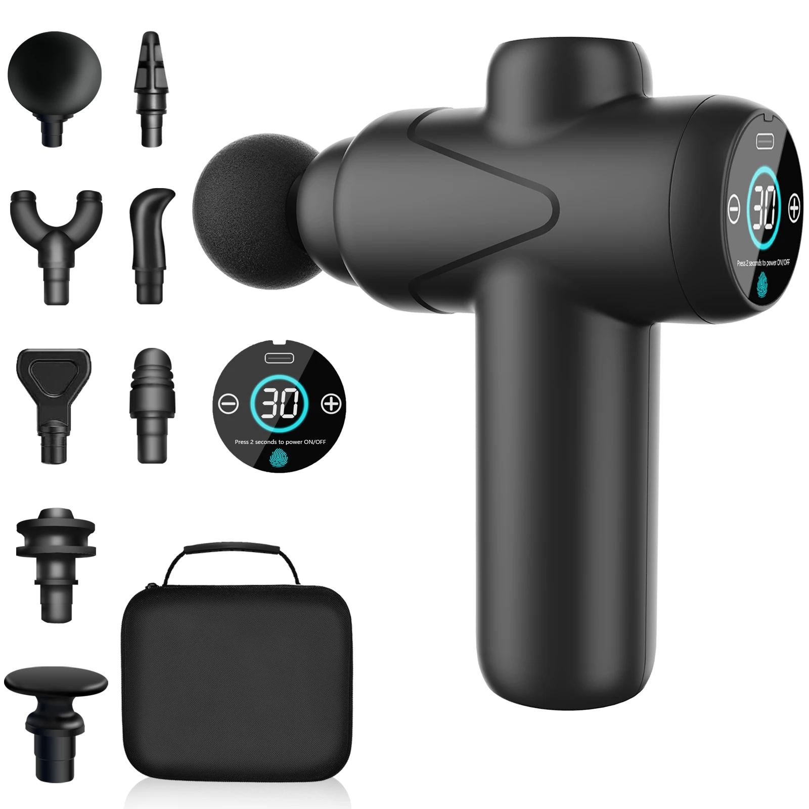 Mini Massage Gun Cordless Handheld Deep Tissue Muscle Massager 30 Speeds Vibration Percussion Massage Device Super Quiet