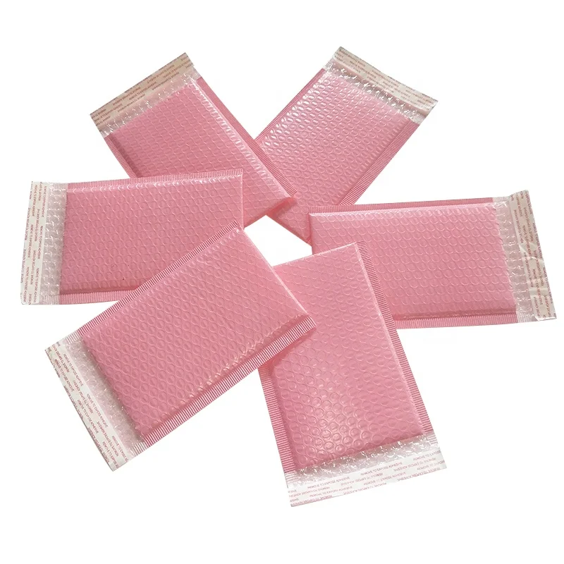  Cosmetic poly bag pink shipping bubbel mailer envelope with bubble
