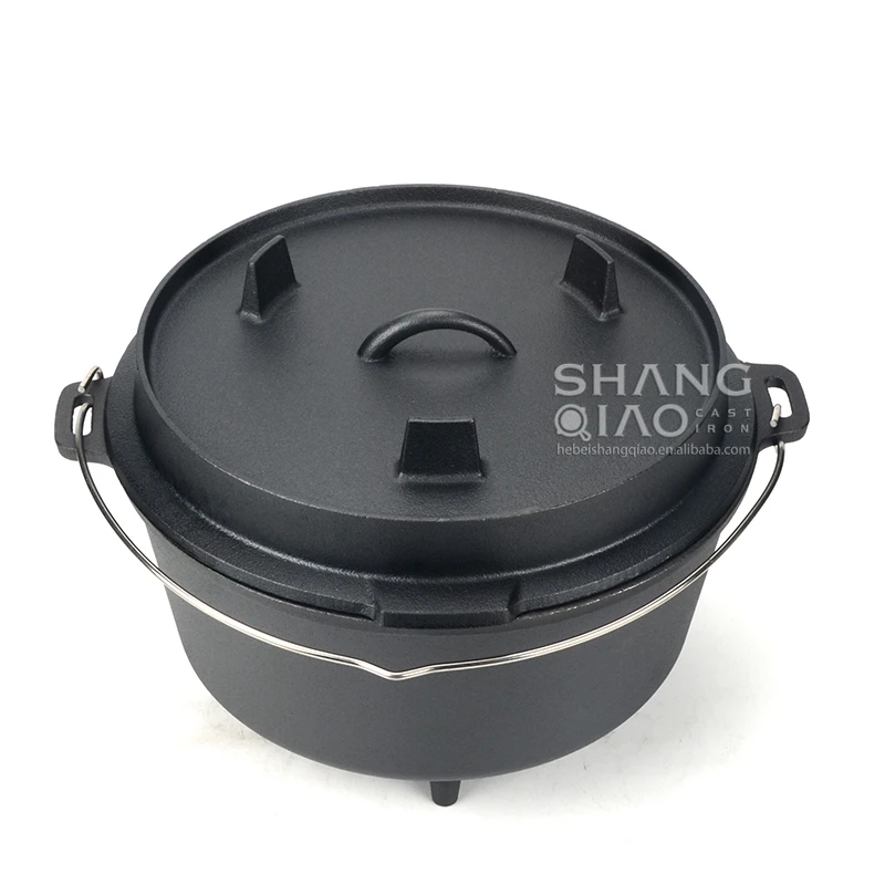 9 L camping fire pot campfire Ready Baked dutch oven grill pot Cooking pot BBQ Cast Iron  camp oven with lid lifter
