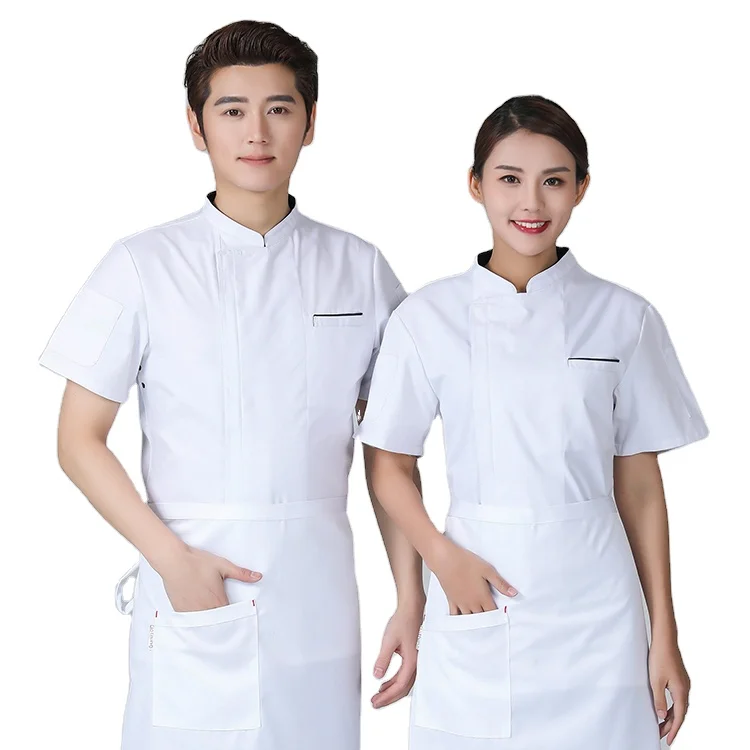Unisex Breathable Women Men Chef Shirt Chef Clothes Barbershop Cooker Overalls Restaurant Kitchen Bakery Dessert Uniform female