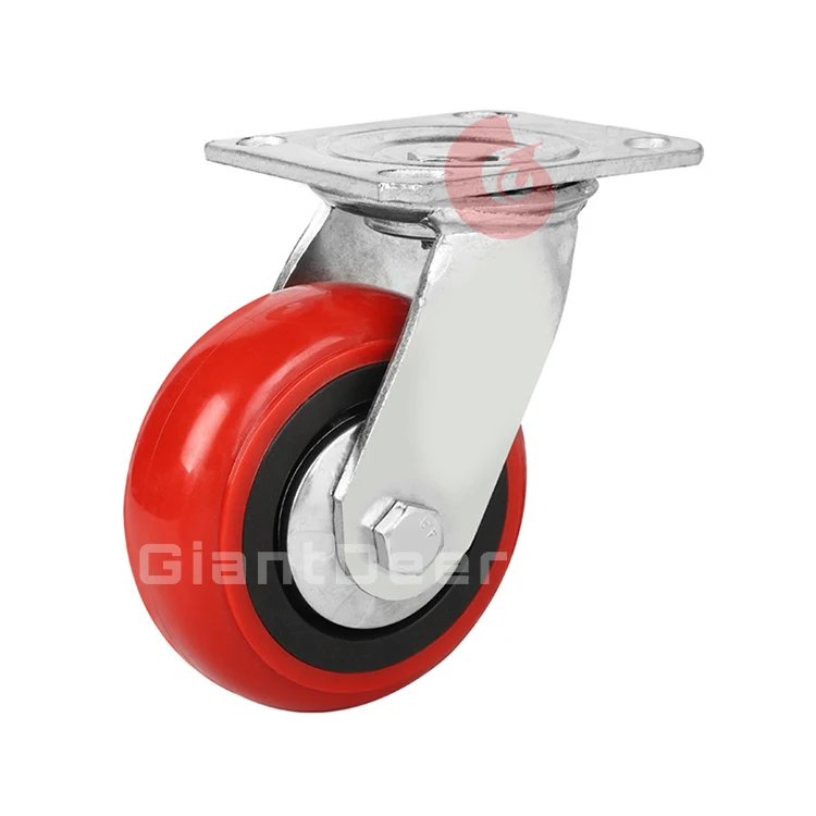 
Heavy Duty 100mm 125mm 150mm 200mm Swivel Korean Red PU Castor Wheel Casters 