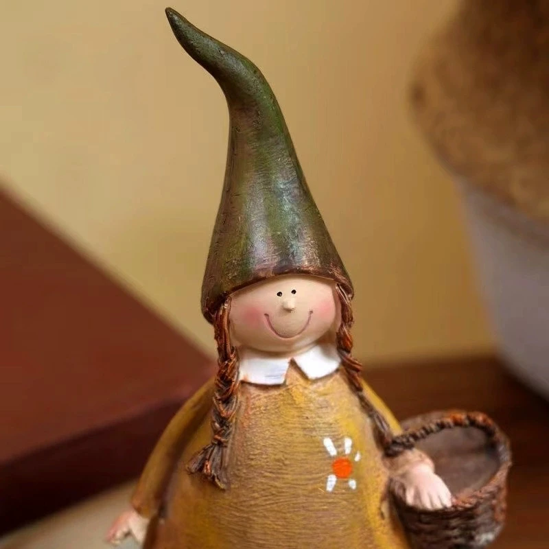 Resin Handicrafts Home Decor Resin Statue Basket Flower Girl Statue Forest Girl Resin Home Decoration Ornament Statue Gift