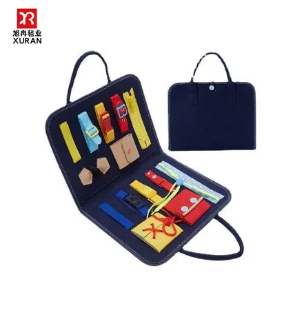 Portable OEM customise kids toddler felt educational montessori toys busy board