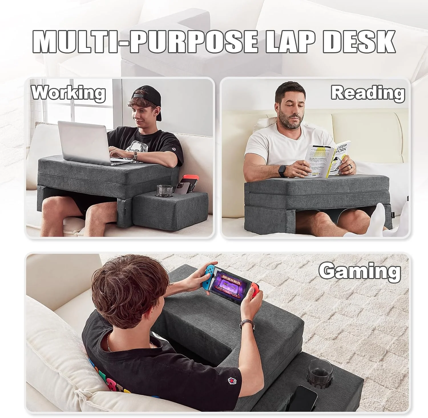 Hot selling Orthopedic Reading Pillow Arm Rest Pillow custom Memory foam Lap Desk Gaming Pillow in Bed