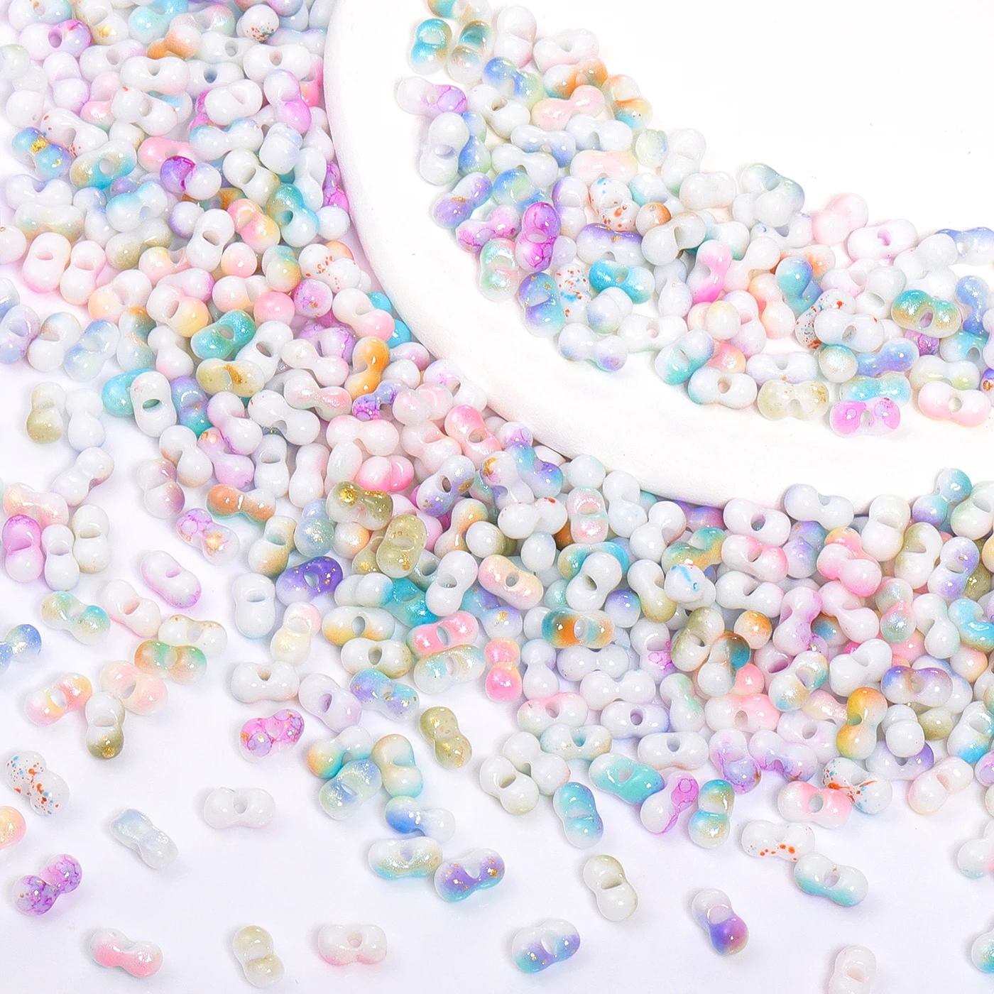 2024 New Design Peanut Beads   Glass Glass Beads Peace Lock Bling Bling Kids Love For Bracelet DIY Accessories