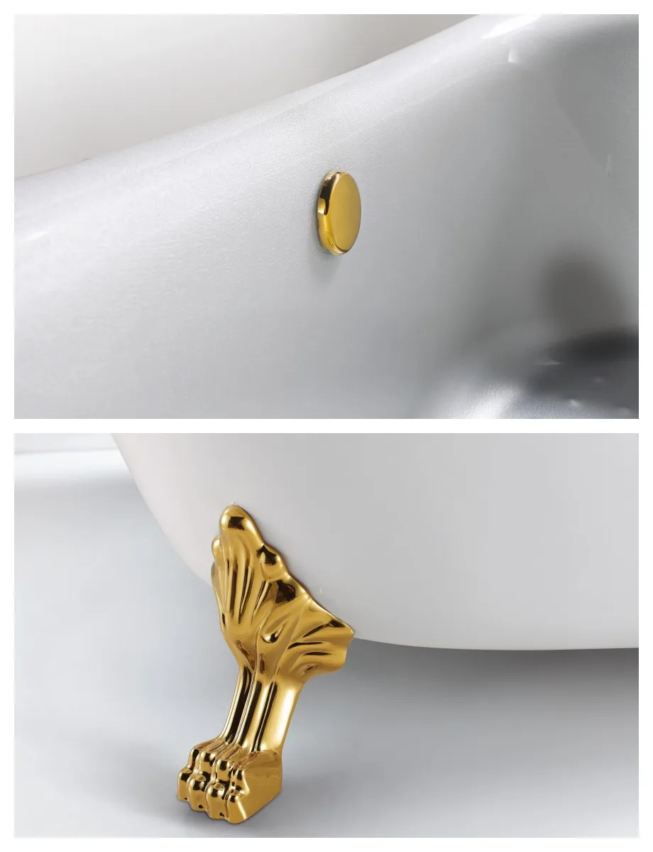 Hotaqi Bathtub Factory Acrylic Bathroom Indoor Freestanding Women Girl Royal Bathtub with Golden Lion Feet