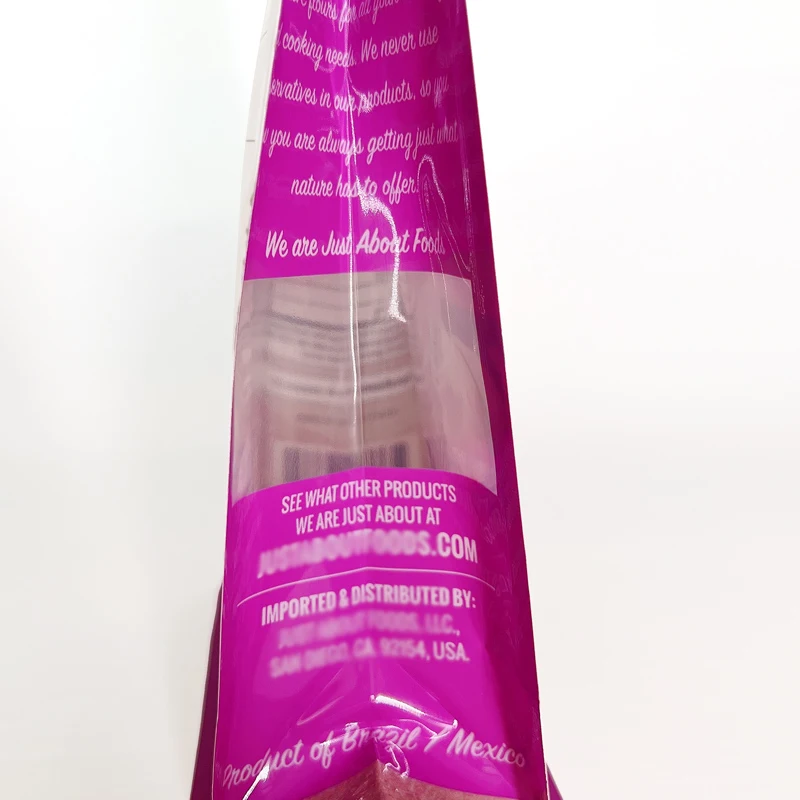 Eight sided sealing packaging plastic bags for food flat bottom child proof flour pouches