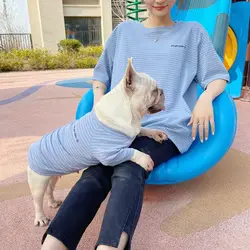 Best selling pet parent-child clothing summer striped cotton pet clothing cat and dog clothes