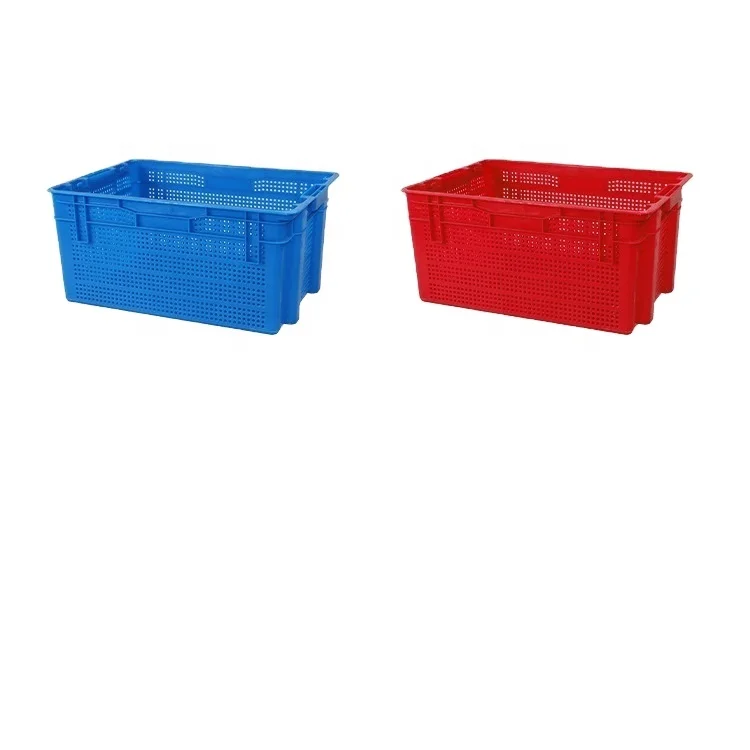 New design plastic stack & nest basket nestable transport cargo crate mesh nestable fruit crate 650X435X365