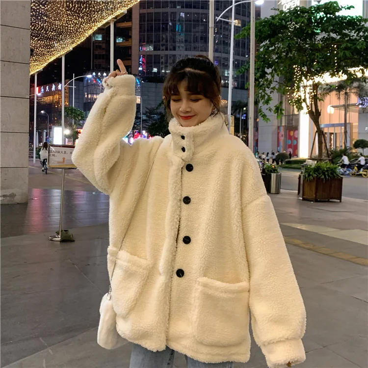 
Pregnant women wear autumn/winter lamb wool hoodie coat female autumn/winter loose versatile with fleece thickened warm jacket 