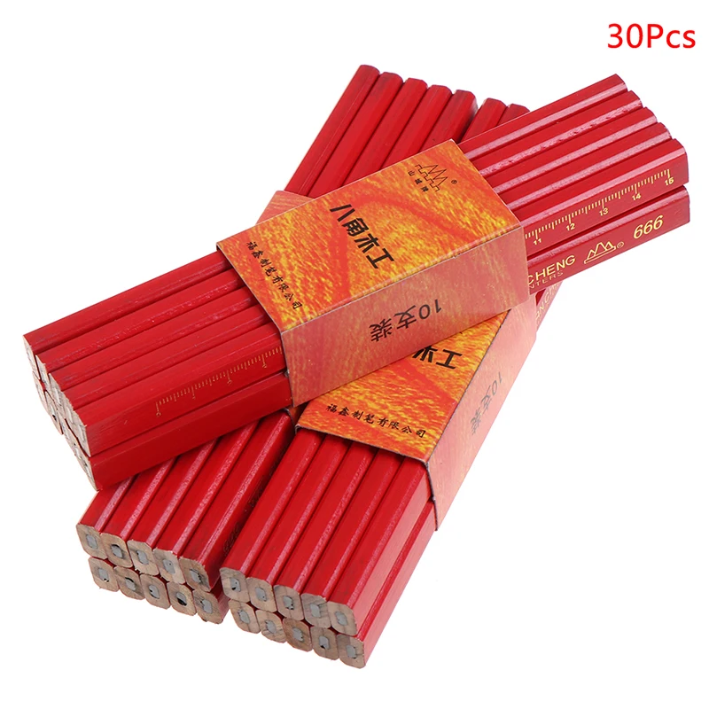 1/30Pcs Carpenters Pencils For DIY Builder Joiners Woodworking Black Thick Core Flattened Mark Pencil Carpenter Woodworking Tool