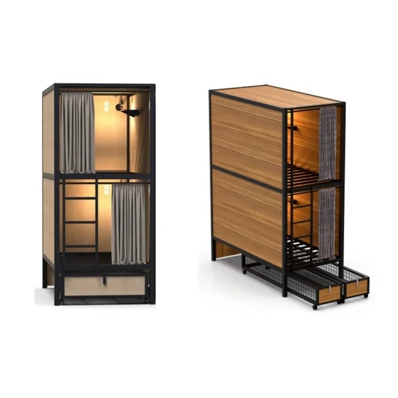 Modern design folding metal king size hotel double loft bunk bed frame room furniture with storage bedroom for school sale