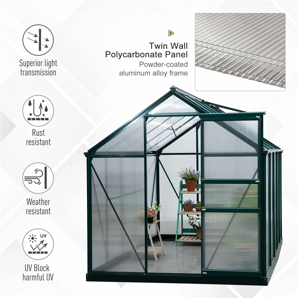 Aluminum Garden Greenhouse  Growing Tent Walk-In  Green House Outdoor Tunnel Garden Plant Growing Hot House