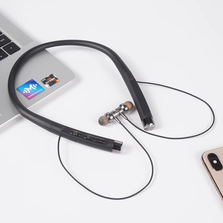 
2021New arrival OEM manufacturing clear bass 250mAh magnetic neckband earbuds with mic 