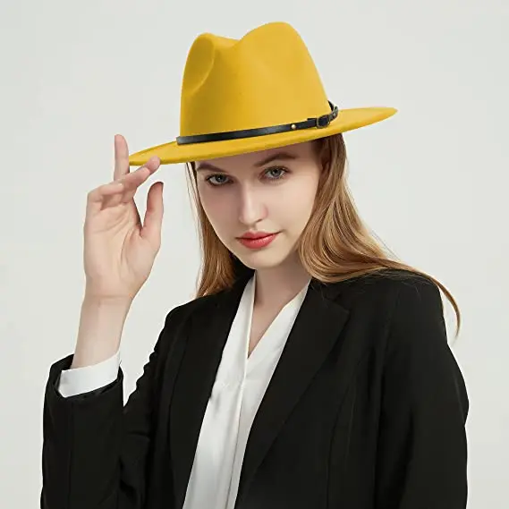 2021 Lavender purple two tone fedora hat belt accessories Panamaladies jazz hat church hat men