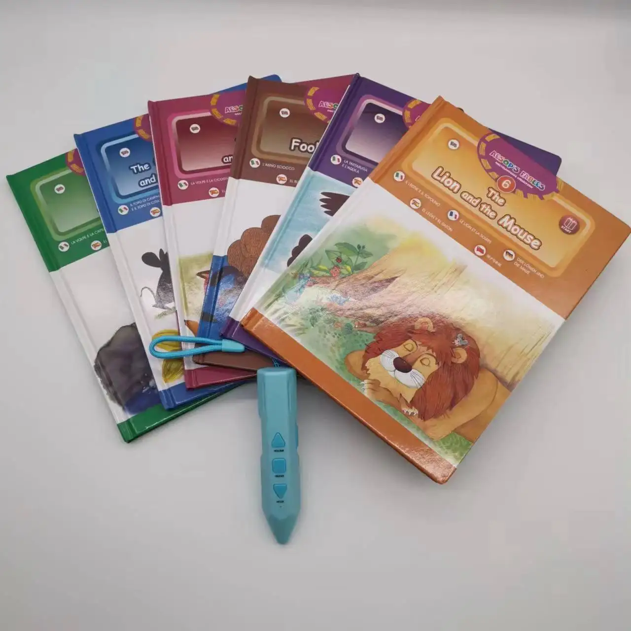 Factory supply early learning English smart pen for kids 6 books as 1 set story telling machine talking books pen