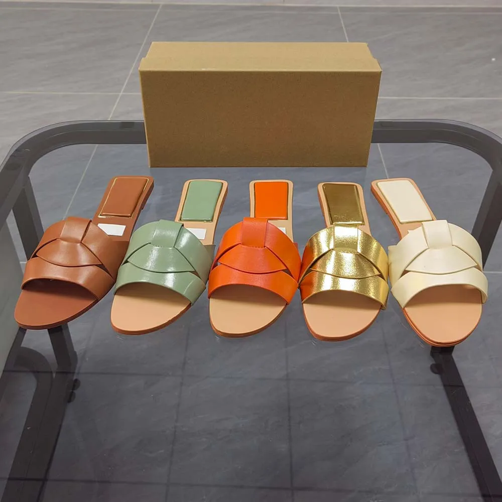 Newest Women Cross Belt Flat Slide Best Sellers Shoes For Outdoor Lady Casual Soft Leather ZA Slide Slippers