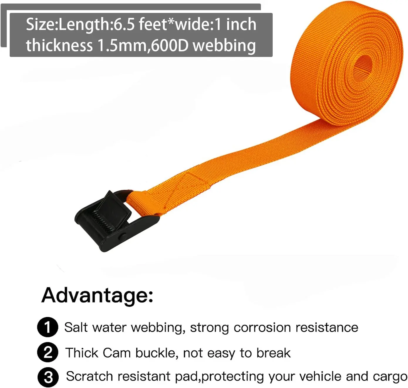 Sourcing Map Tie Down Strap Cam Buckle Lashing Strap Load Polypropylene for Moving Securing Cargo
