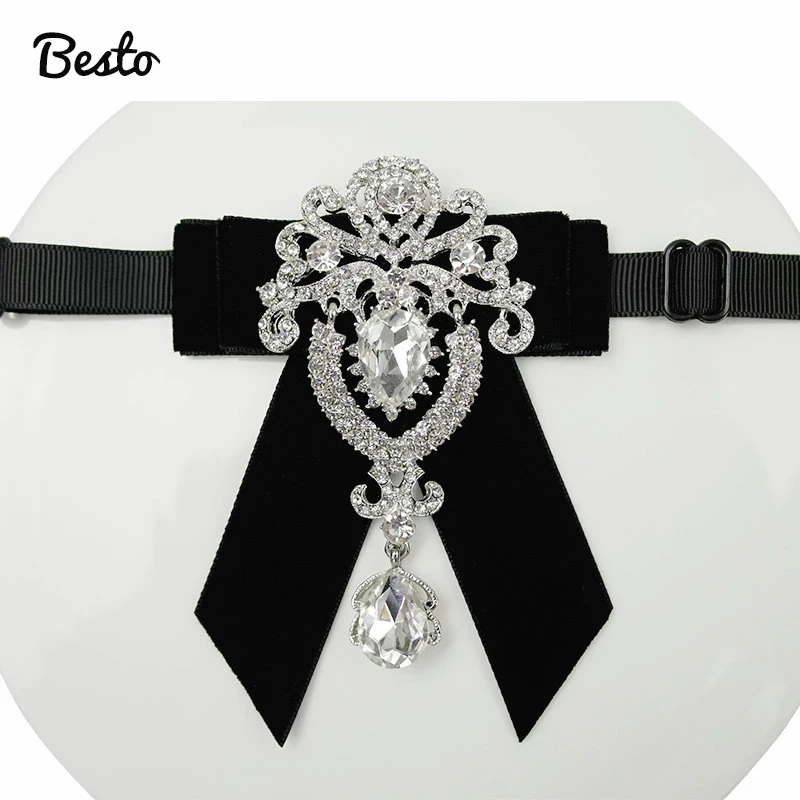 Rhinestones Crystal Bow tie for Men Handmade Velvet Bow ties for Women Diamond Bow Tie for Wedding