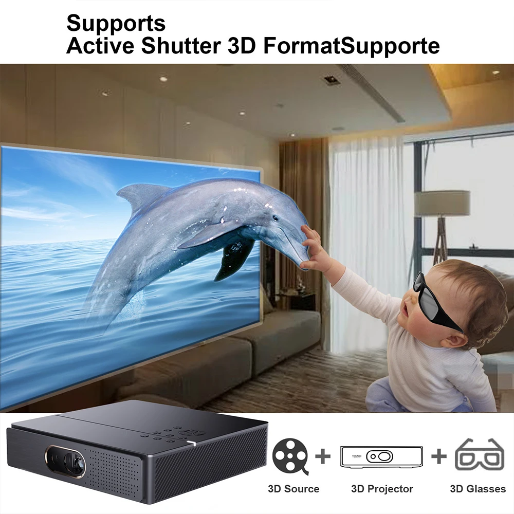 1080p Full HD Smart Digital Lcd Портативный 4k видео мультимедийный светодиодный проектор для домашнего кинотеатра 3D Android Wifi