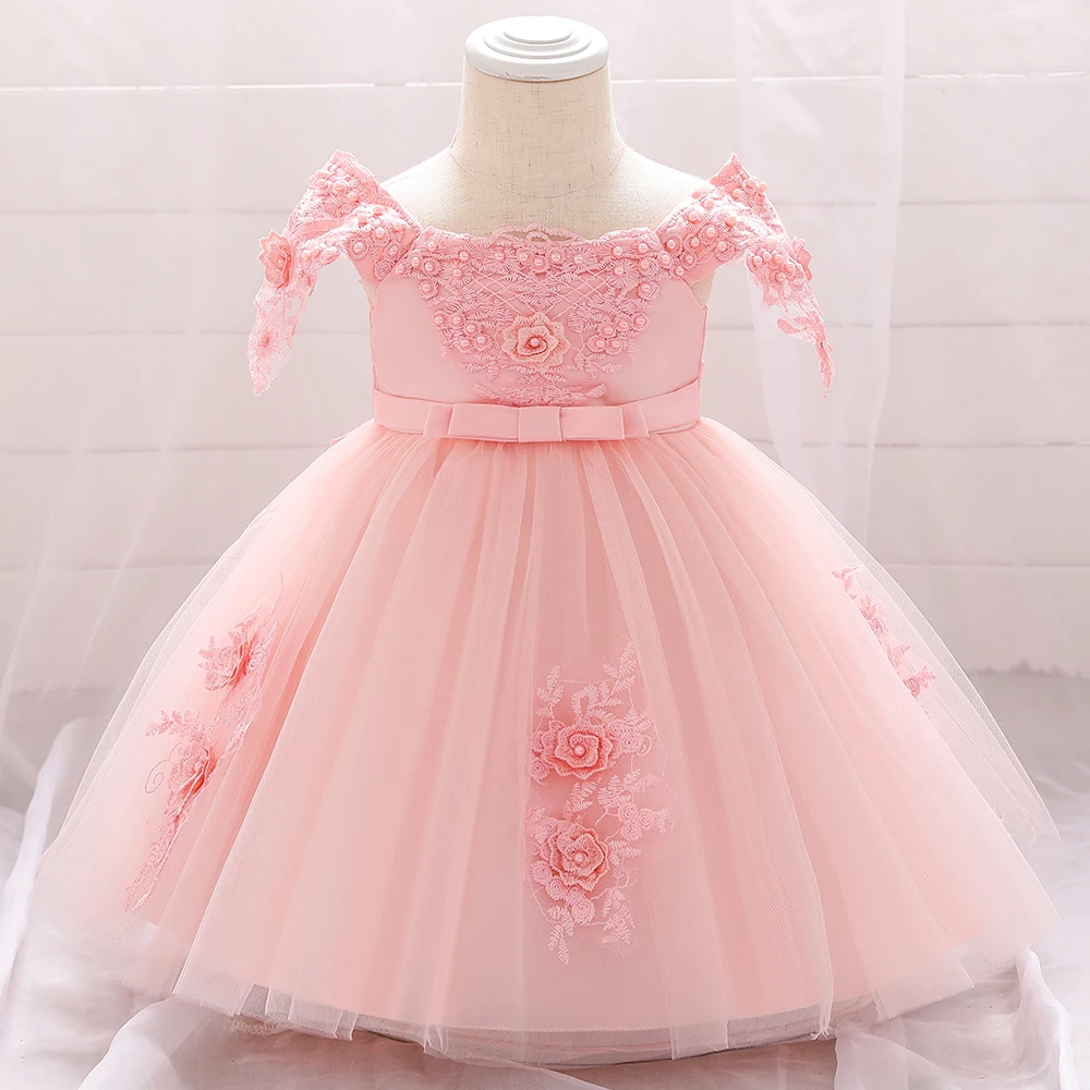 Kids Wedding Dresses 1st Birthday Princess Party Tutu Lace 2 Year Old Clothing Little Children Frocks Designs Baby Girl Dress