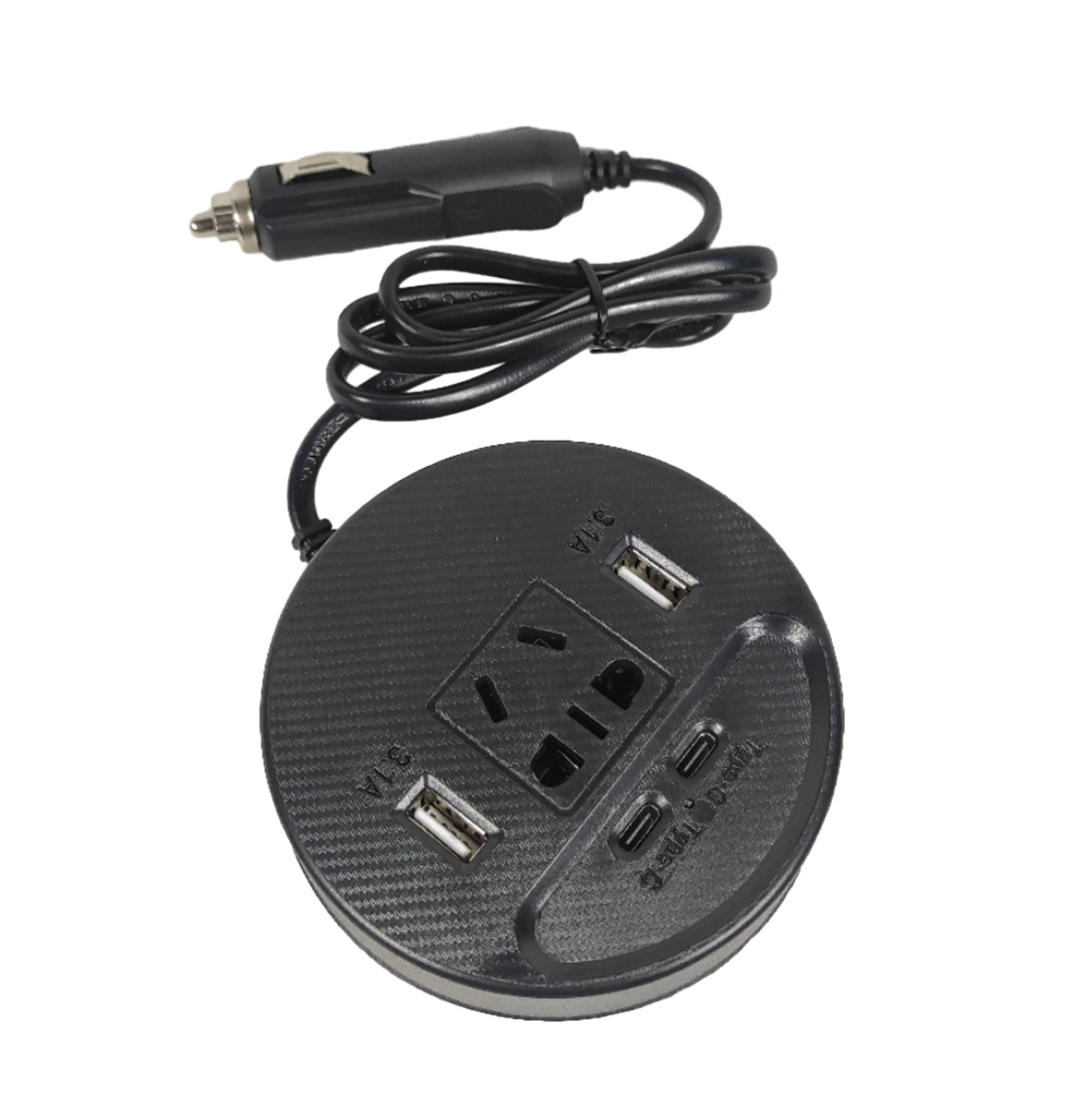 New Style Dual Voltage Car Inverter DC 12V/24V to AC 220VC Mirco Inverter 2USB 2 Type-c 1 Socket Car Cigarette