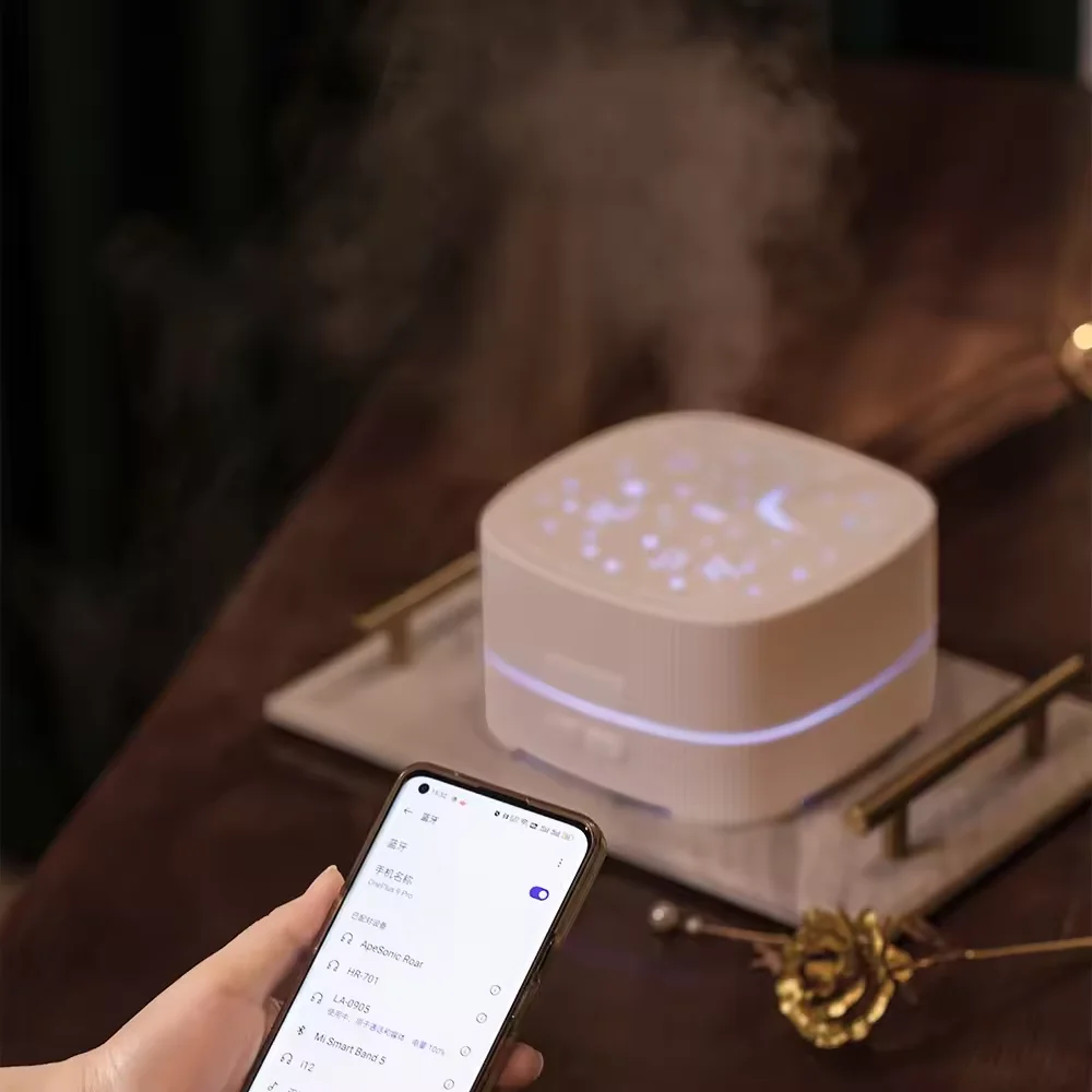 B2B new intelligent bluetooth diffuser deodorizing air purifying essential oil machine LED night light spray humidifier