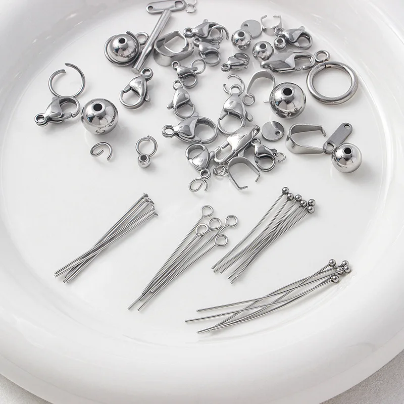DIY Jewelry Stainless Steel Accessory  Lobster Clasps Jump Rings  Ball Head Thick Jewelry Making Finding Kits