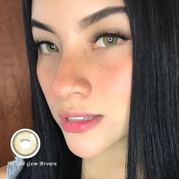 Private logo wholesale cheap price Meetone Gem green fresh colors 2 tone lady eye beauty color contact lenses