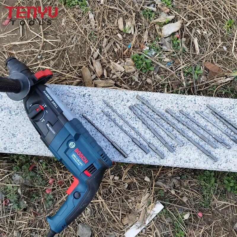 S4 Flute Carbide Cross Head Tip SDS Max Hammer Drill Bit for Concrete Hard Stone Marble Rock Drilling