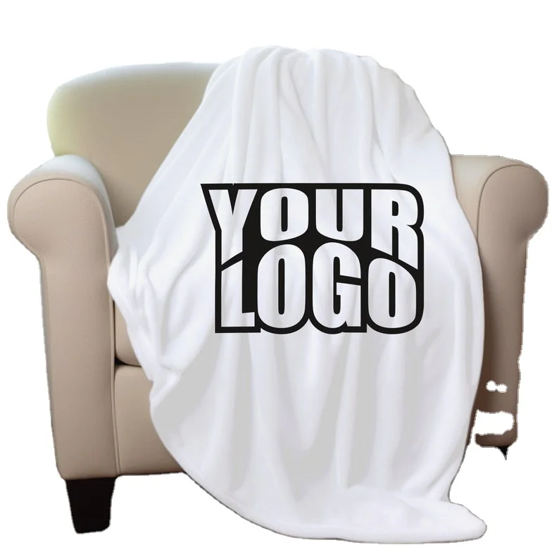 Personalized custom logo blankets for Company logo promotion Customized logo mink blanket for Christmas gift